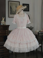 Light Pink Lace OP Dress with Bow Detail - Tiny Garden | CoyBunny