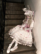 Cream Layered Ruffle High Waist Sweet Lolita Dress with Tulle Hem - Bodhi Original Design | CoyBunny