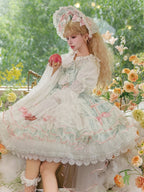 Mint Green Bows Layered Hime Lolita Jumper Skirt Set - Huating | CoyBunny