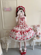Crimson Bunny Cherry Print Sweet Lolita Jumper Dress - Miss Han | CoyBunny