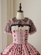 Gray/Pink Sweet Short Puff Sleeve Lolita Blouse | CoyBunny