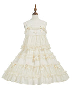 Beige Bow Accents Ruffle Trimming Sweet Lolita Layered-Look Dress | CoyBunny