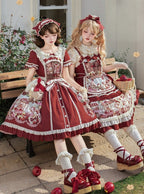 Sweetheart Puff-Sleeve Fruit Print Lolita Dress - Honey Machine | CoyBunny