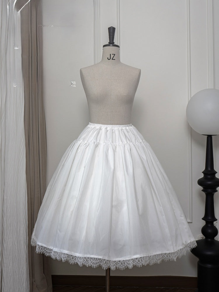 Classic Ivory Puff-Sleeve OP Gown with Sash & Lace Accents - Sleepless Unanswered | CoyBunny