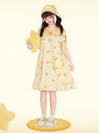 Yellow Mango Print Peter Pan Dress - Tan Tuan | CoyBunny