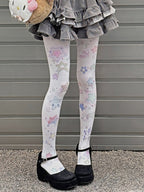 White Sweet Star Print Tights - Kawaii Cute Legwear | CoyBunny