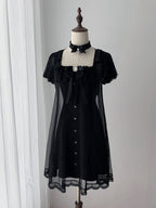 Gothic Square Neck Dress with Bow Accents - Ekomi | CoyBunny