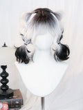 White & Black Ombre Short Curly Bang Wig - Dalao Home | CoyBunny