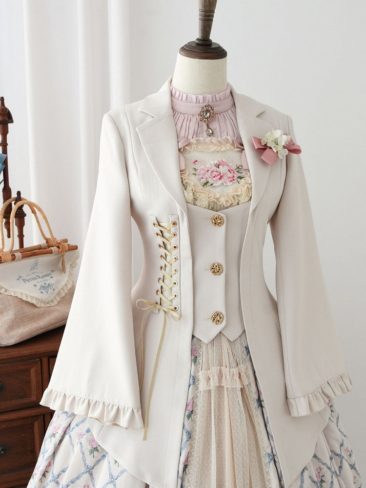 Beige Classic Blazer with Gold Buttons and Lacing | CoyBunny