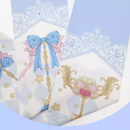 Yume Kawaii Blue Diamond Print Bow Print Sweet Lolita Over Knee Stockings | CoyBunny