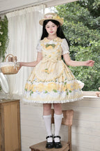 Chick Yellow Print Lemon Dress and Sweet Lolita High-Waisted Gingham - Miss Point | CoyBunny