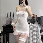 Bunny Kitty Print Kawaii Strapless Bodycon Sweet Lolita Dress | CoyBunny