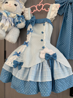 Blue Polka Dot Ruffled Sweet Lolita Jumper Skirt - Sweetheart Dream | CoyBunny