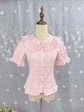 Pink Sweet Lolita Short Sleeve Cotton Blouse Bow Summer | CoyBunny