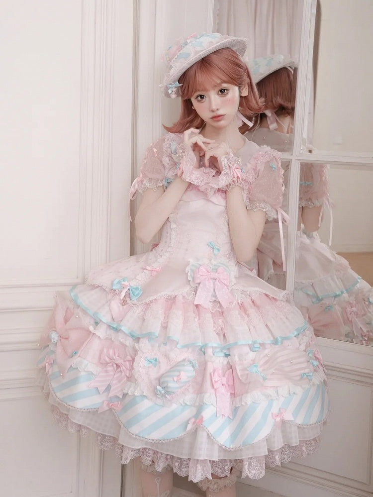 Pink & Blue Sweet Candy-themed Lolita JSK Dress - Meng Fu Zi | CoyBunny