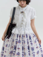 White Single-Sided Ruffles Elegant Lolita Blouse with Drawstring Belt | CoyBunny