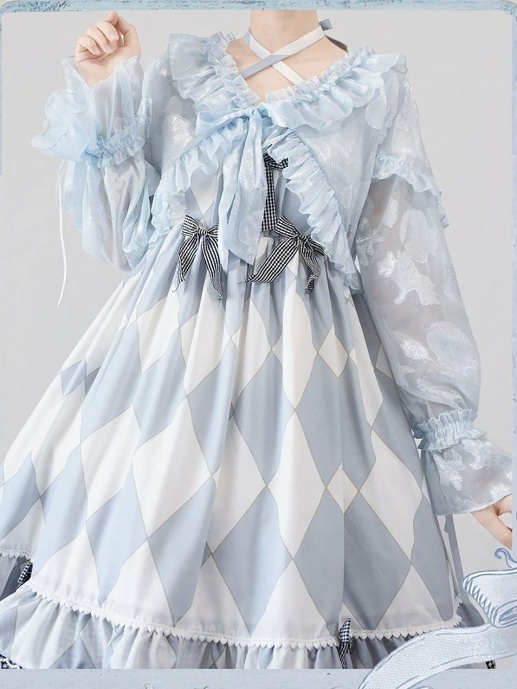 Blue Sweet Lolita Jacket with Ruffle Trim and Balloon Sleeves - Time Memory | CoyBunny