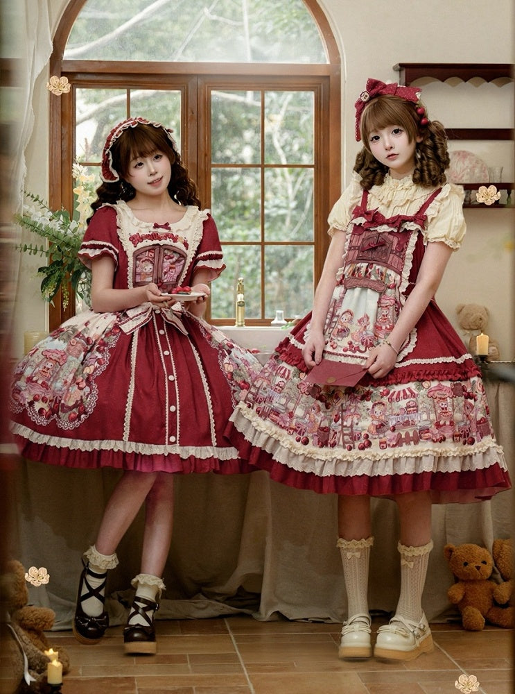 Sweetheart Puff-Sleeve Fruit Print Lolita Dress - Honey Machine | CoyBunny