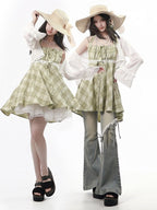 Green Plaid Halter Dress - PINK SAVIOR | CoyBunny