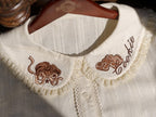 Chocolate Embroidery Collar Cream Short Sleeve Lolita Blouse - Dream Magic Box | CoyBunny