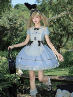 Blue and White Alice OP Dress with Apron - Sheep Puff Atelier | CoyBunny