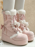 Sweet Lolita Platform Boots Pink Star Heart Bow 4cm Heel | CoyBunny