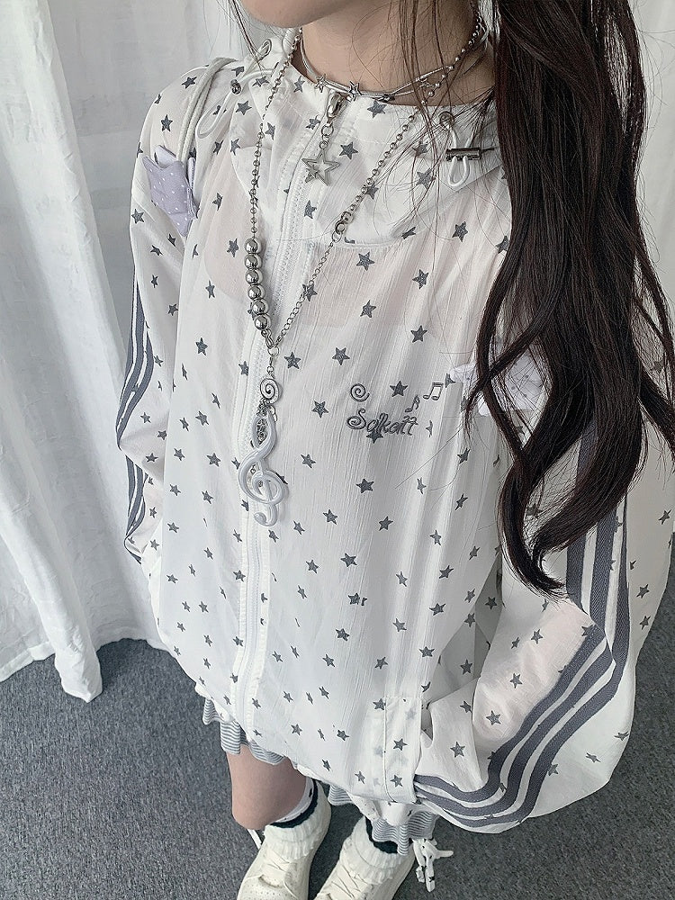White Star-Print Hooded UV-Protective Jacket | CoyBunny