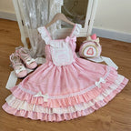 Teddy & Cake Embroidery Sweet Lolita Dress ¨C Square Neck Tiered Skirt | Miss Han | CoyBunny