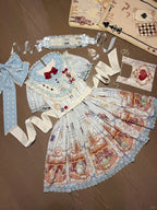Azure Alice in Wonderland Theme Print Polka-dot Collar Sweet Gown - Forest Fairy Tales | CoyBunny