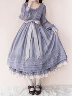 Purple Square Neck Classic Lolita Long Sleeve OP | CoyBunny