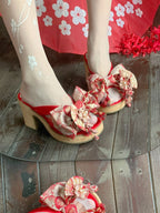 Red 8cm Heel Clogs with Floral Details - Aimee | CoyBunny