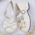 Sweet Lolita Apricot Bow Round Toe Block Heel Mary Janes | CoyBunny