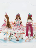 Pink & Green Alice Cat Vibes Sweet Lolita Jumper Skirt with Polka-dot Apron - Mewroco | CoyBunny