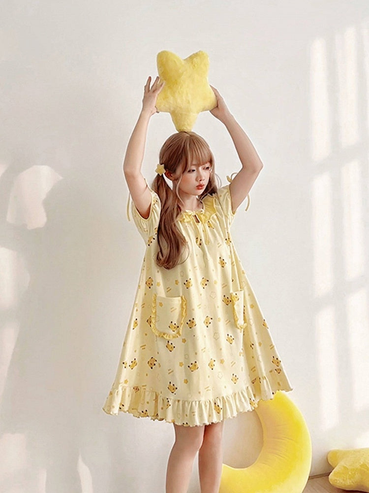 Yellow Mango Print Peter Pan Dress - Tan Tuan | CoyBunny