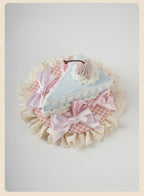 Sweet Lolita Blue and Pink Bow Ruffled Trim Triangular Cake Mini Hat | CoyBunny