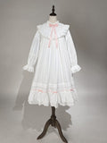 White & Pink Lace Lolita Dress with Bow - Tan Tuan | CoyBunny