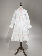White & Pink Lace Lolita Dress with Bow - Tan Tuan | CoyBunny