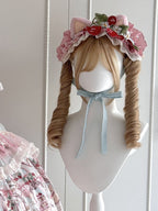 Pink Lolita Cat Ears Hairband Strawberry Embroidery Patches - Jelly Girl | CoyBunny