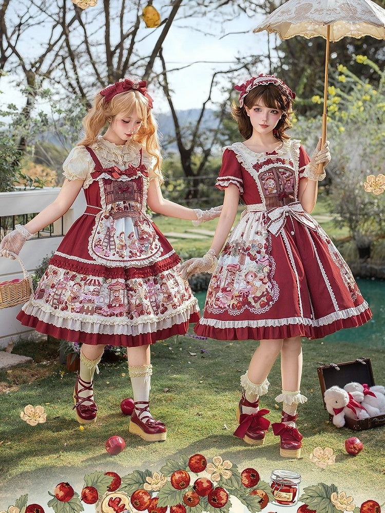 Sweetheart Puff-Sleeve Fruit Print Lolita Dress - Honey Machine | CoyBunny
