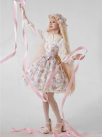 Rabbit Theme Sweet Lolita JSK Dress with Blue Diamond Print | CoyBunny