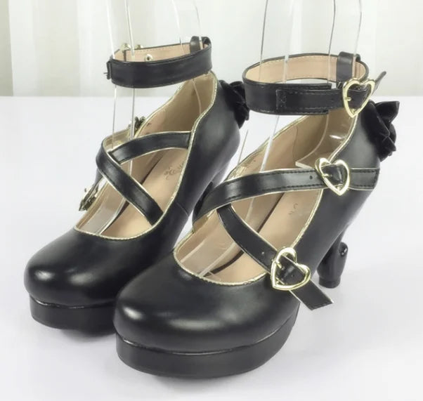 35-40 Classic Vintage Sweet Lolita Cute Bowknot Cross Strap Shoes | CoyBunny