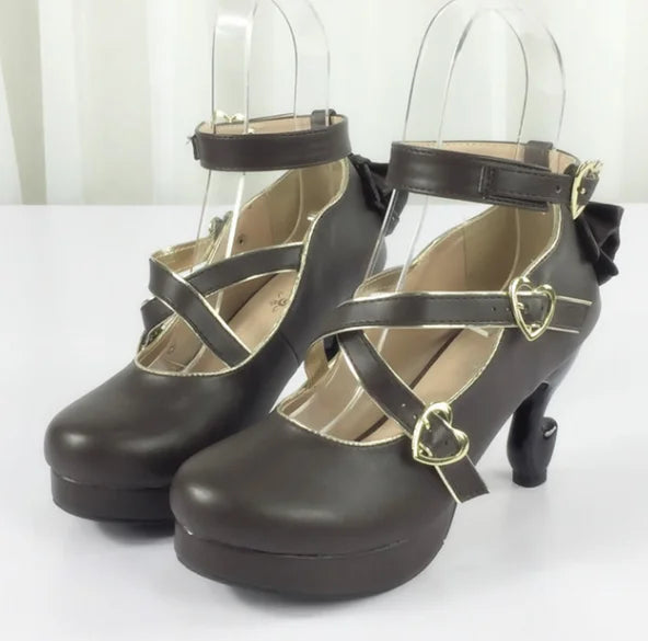 35-40 Classic Vintage Sweet Lolita Cute Bowknot Cross Strap Shoes | CoyBunny