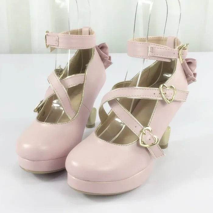 35-40 Classic Vintage Sweet Lolita Cute Bowknot Cross Strap Shoes | CoyBunny