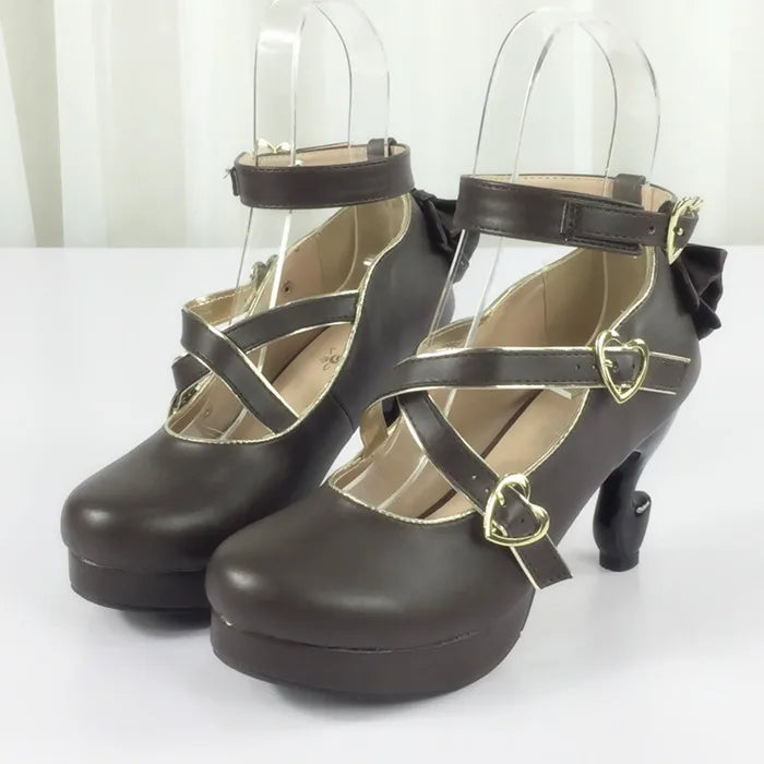 35-40 Classic Vintage Sweet Lolita Cute Bowknot Cross Strap Shoes | CoyBunny