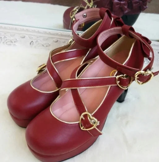 35-40 Classic Vintage Sweet Lolita Cute Bowknot Cross Strap Shoes | CoyBunny