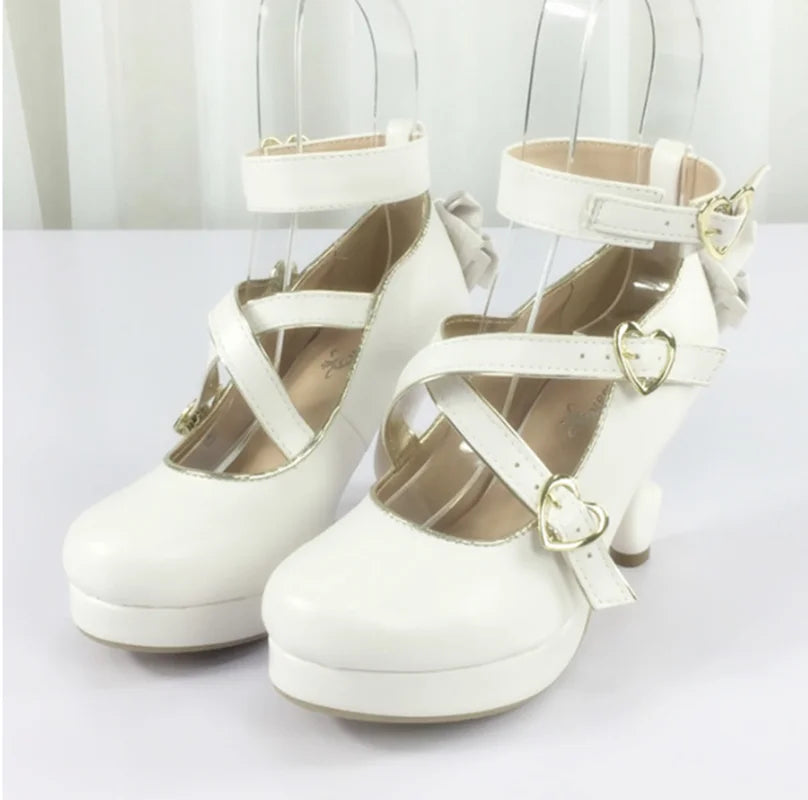 35-40 Classic Vintage Sweet Lolita Cute Bowknot Cross Strap Shoes | CoyBunny