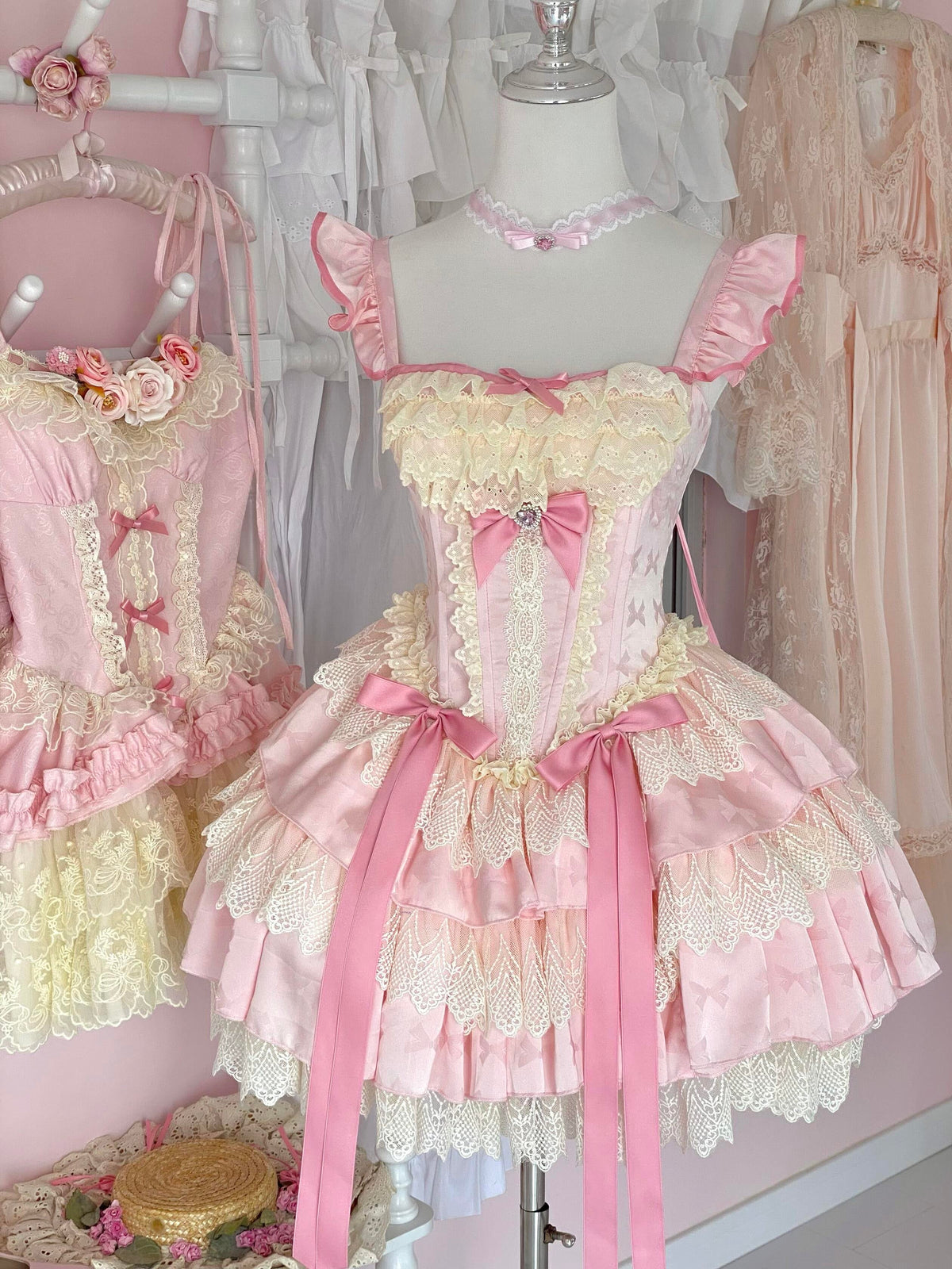Sweet Lolita Rococo Ballet Dress with Strawberry Bow | CoyBunny