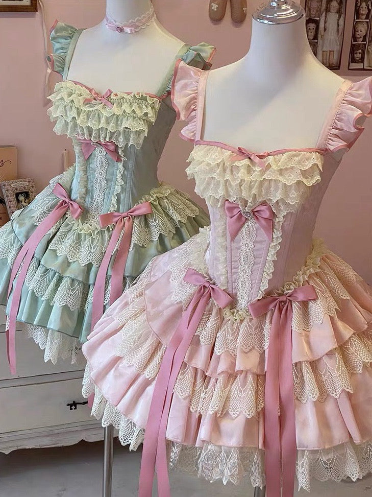 Sweet Lolita Rococo Ballet Dress with Strawberry Bow | CoyBunny