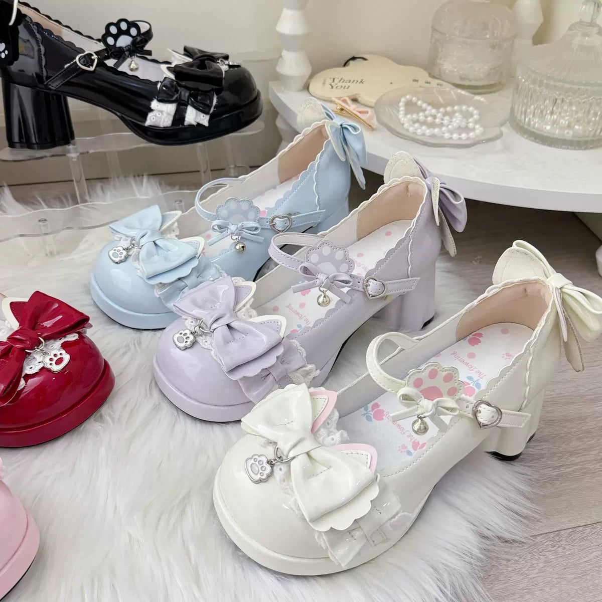 Cat's Claw Party Lolita Mary Jane Shoes ¨C Sweet Bow Round Toe Pumps | Blooming Chimes | CoyBunny