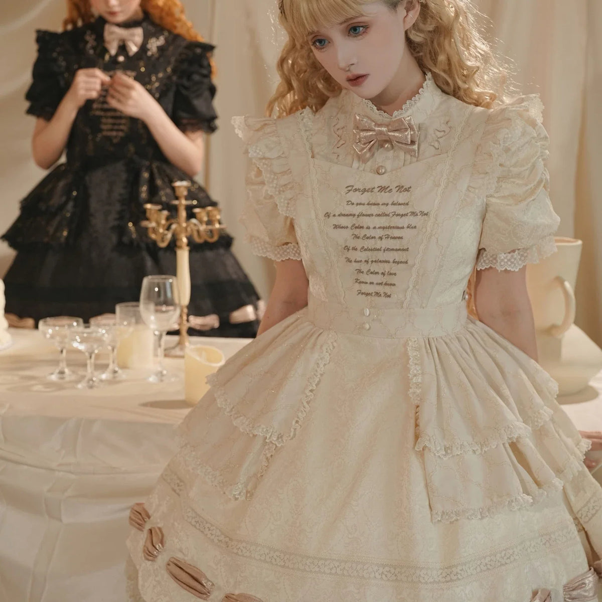 Dream Poem Sweet Classic Lolita OP Dress with Apron Two-Piece | CoyBunny